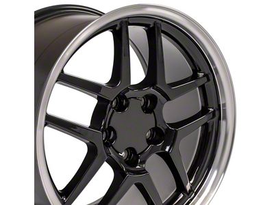 CV04 Black with Machined Lip Wheel; Rear Only; 18x10.5 (93-02 Camaro)