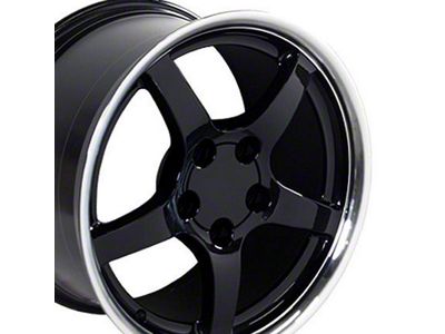 CV05 Black with Machined Lip Wheel; 17x9.5; 54mm Offset (93-02 Camaro)