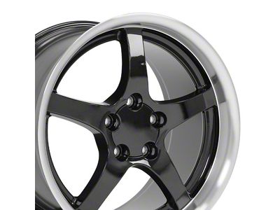 CV05 Black with Machined Lip Wheel; Rear Only; 18x10.5; 56mm Offset (93-02 Camaro)