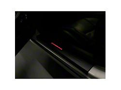 Door Sill Plates with 45th Logo; Silver; Red Lighting Kit (10-24 Camaro)