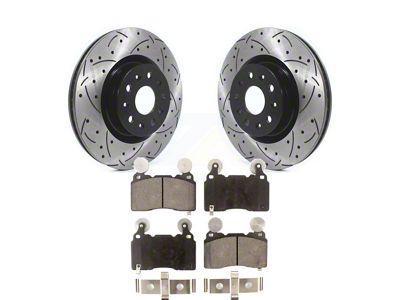 Drilled and Slotted Brake Rotor and Ceramic Pad Kit; Front (16-24 Camaro SS w/ 4-Piston Front Calipers)