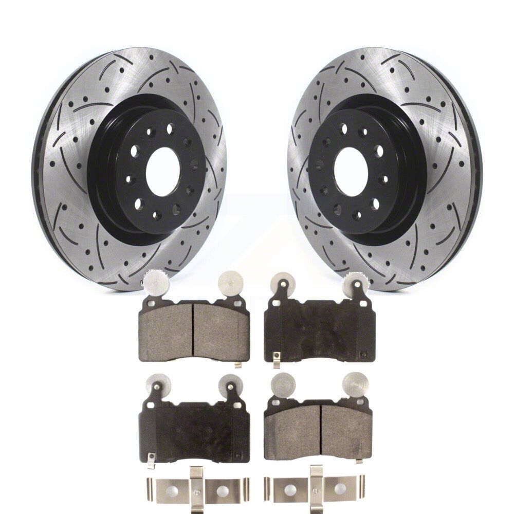 Foreverunatuo Drilled & Slotted Brake Rotors + Ceramic Pads – Front & Rear For Chevy Camaro 2010-2015