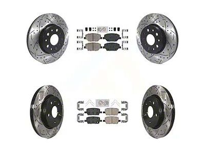 Drilled and Slotted Brake Rotor and Ceramic Pad Kit; Front and Rear (16-24 Camaro LS & LT w/ Single Piston Front Calipers)