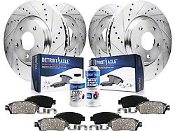 Drilled and Slotted Brake Rotor, Pad, Brake Fluid and Cleaner Kit; Front and Rear (10-15 Camaro LS, LT)