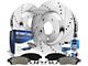 Drilled and Slotted Brake Rotor, Pad, Brake Fluid and Cleaner Kit; Front (2010 Camaro SS)