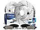 Drilled and Slotted Brake Rotor, Pad, Brake Fluid and Cleaner Kit; Rear (10-15 Camaro SS; 12-24 Camaro ZL1)