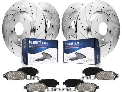 Drilled and Slotted Brake Rotor and Pad Kit; Front and Rear (10-15 Camaro LS, LT)