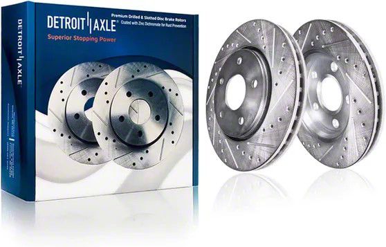 Front & Rear Drilled & Slotted Brake Rotors + Pads For 2016-2018 Chevy Camaro 2.0L/3.6L