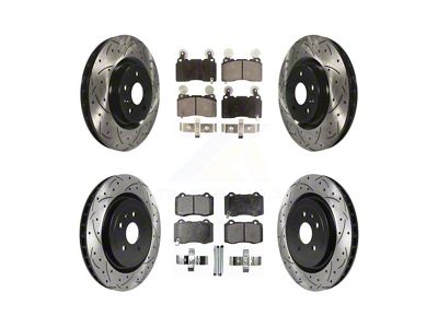 Drilled and Slotted Brake Rotor and Pad Kit; Front and Rear (10-15 Camaro SS)