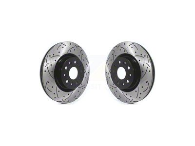Drilled and Slotted Rotors; Front Pair (16-24 Camaro LS & LT w/ 4-Piston Front Calipers; 2020 Camaro LT1)