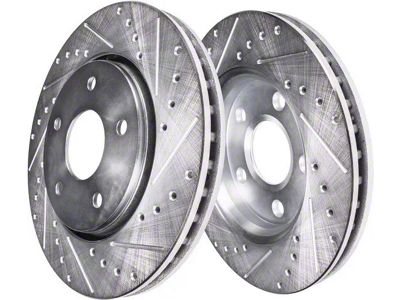 Drilled and Slotted Rotors; Front Pair (10-15 Camaro LS, LT)