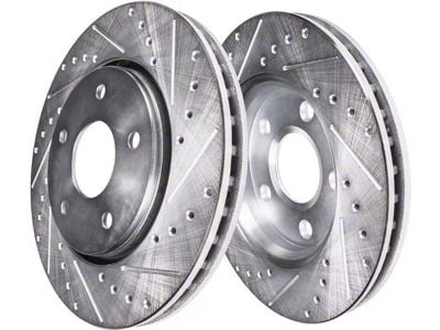 Drilled and Slotted Rotors; Rear Pair (10-15 Camaro LS, LT)