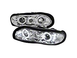 Dual Halo Projector Headlights; Chrome Housing; Clear Lens (98-02 Camaro)