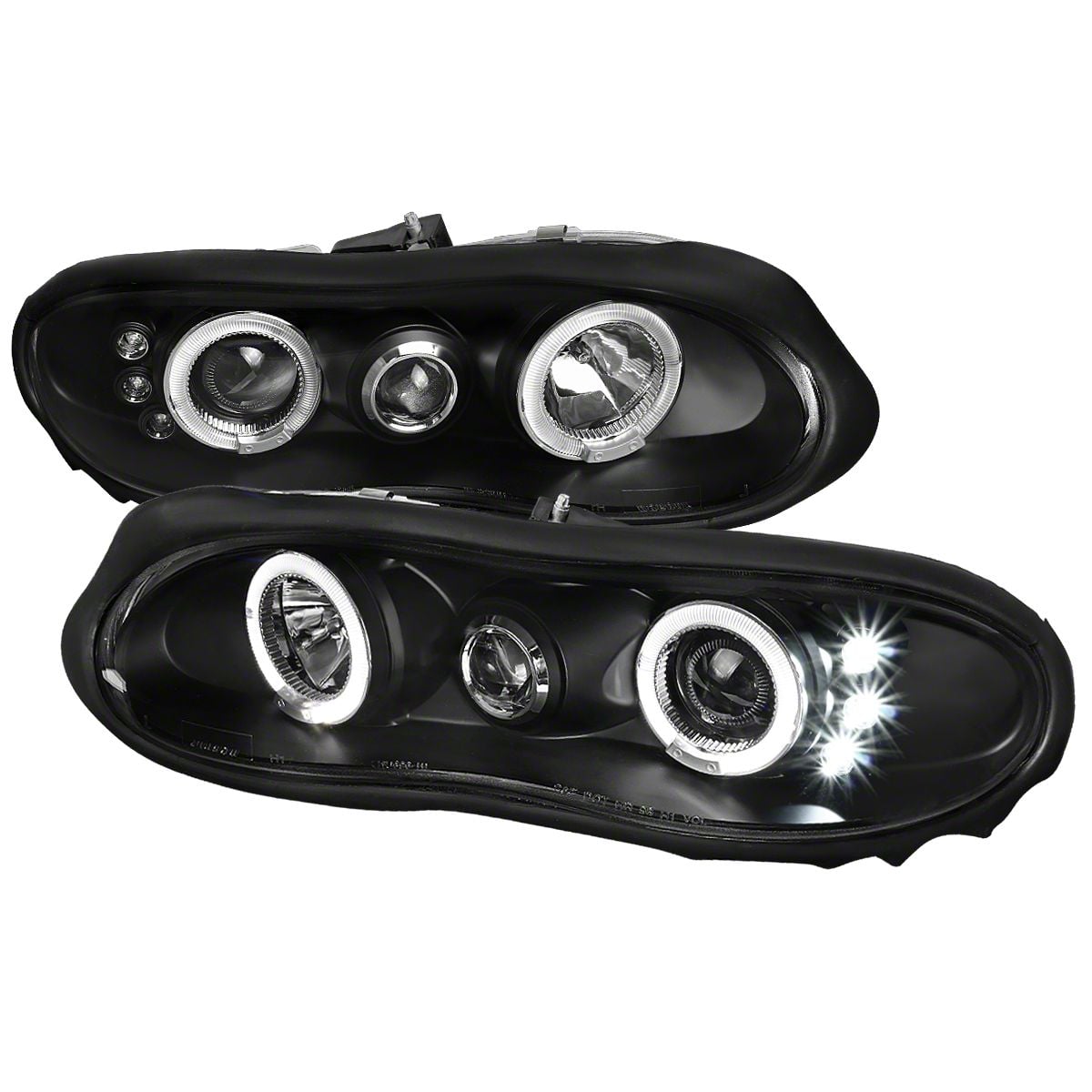 Store Brand Dual Halo Projector Headlights; Matte Black Housing; Clear Lens