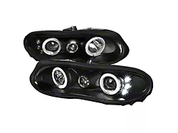 Dual Halo Projector Headlights; Matte Black Housing; Clear Lens (98-02 Camaro)