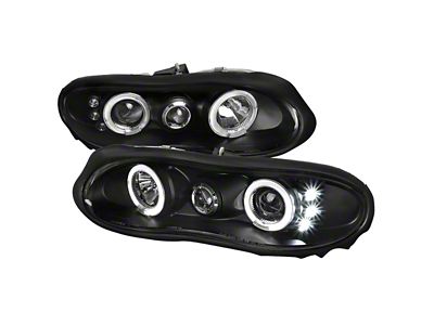 Dual Halo Projector Headlights; Matte Black Housing; Clear Lens (98-02 Camaro)