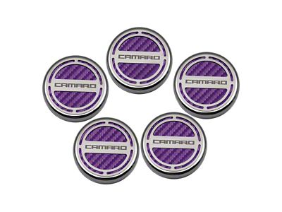 Engine Caps with Camaro Logo; Purple Carbon Fiber (10-15 V6 Camaro)