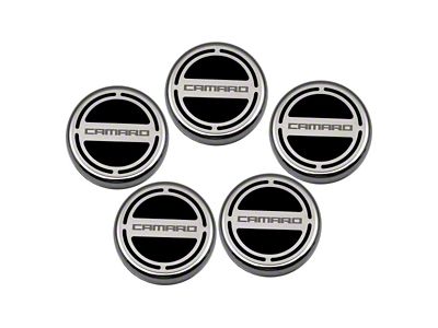 Engine Caps with Camaro Logo; Solid Black (10-15 V6 Camaro)