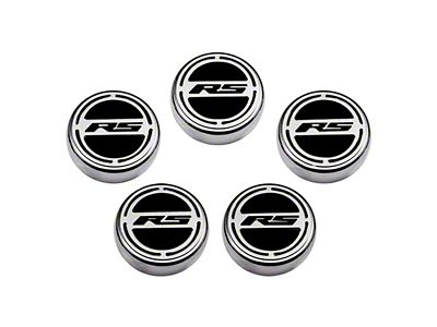 Engine Caps with RS Logo; Brushed Black (10-15 V6 Camaro w/ Automatic Transmission)