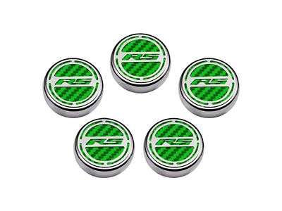 Engine Caps with RS Logo; Green Carbon Fiber (10-15 V6 Camaro w/ Automatic Transmission)