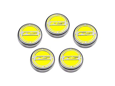 Engine Caps with RS Logo; Yellow (10-15 V6 Camaro w/ Automatic Transmission)