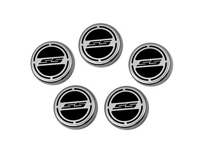 Engine Caps with SS Logo; Black (10-15 Camaro SS w/ Automatic Transmission)