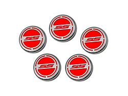 Engine Caps with SS Logo; Bright Red (10-15 Camaro SS w/ Automatic Transmission)