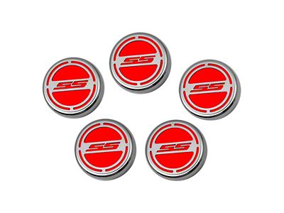 Engine Caps with SS Logo; Bright Red (10-15 Camaro SS w/ Automatic Transmission)