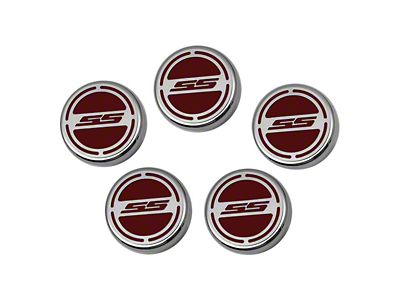 Engine Caps with SS Logo; Garnet Red (10-15 Camaro SS w/ Automatic Transmission)
