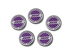 Engine Caps with SS Logo; Purple Carbon Fiber (10-15 Camaro SS w/ Automatic Transmission)