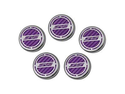 Engine Caps with SS Logo; Purple Carbon Fiber (10-15 Camaro SS w/ Automatic Transmission)
