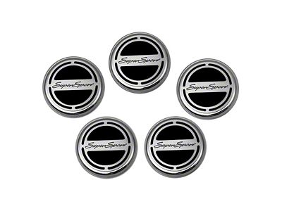 Engine Caps with Super Sport Logo; Black (10-15 Camaro SS w/ Automatic Transmission)