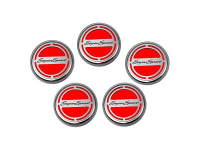 Engine Caps with Super Sport Logo; Bright Red (10-15 Camaro SS w/ Automatic Transmission)