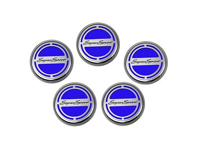 Engine Caps with Super Sport Logo; Dark Blue (10-15 Camaro SS w/ Automatic Transmission)