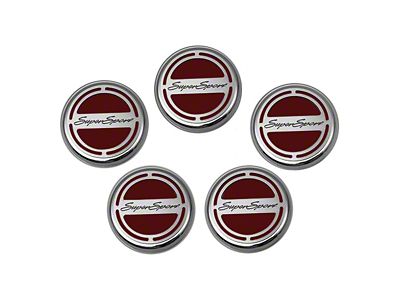 Engine Caps with Super Sport Logo; Garnet Red (10-15 Camaro SS w/ Automatic Transmission)