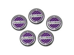 Engine Caps with Super Sport Logo; Purple Carbon Fiber (10-15 Camaro SS w/ Automatic Transmission)