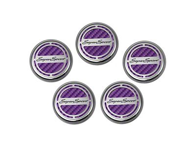 Engine Caps with Super Sport Logo; Purple Carbon Fiber (10-15 Camaro SS w/ Automatic Transmission)