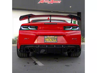 Evo Style Shark Fins Rear Diffuser; Gloss Black (17-24 Camaro ZL1)