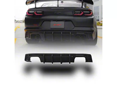 Evo Style Shark Fins Rear Diffuser; Matte Black (16-24 Camaro, Excluding ZL1)