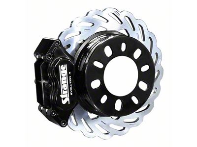 Evolution Dynamic Drive Mount 4-Piston Front Brake Kit with Slotted Rotors; Black Calipers (10-15 Camaro)
