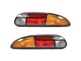 Export Style Tail Lights; Chrome Housing; Amber/Red/Clear Lens (93-02 Camaro)
