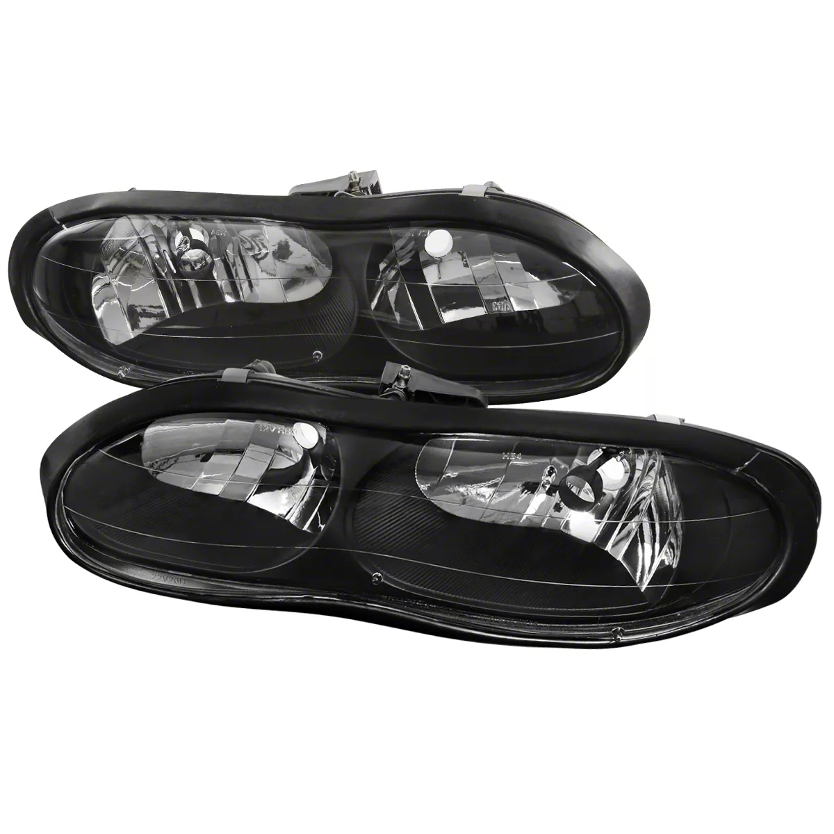 Factory Style Headlights; Matte Black Housing; Clear Lens (98-02 Camaro)