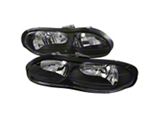 Factory Style Headlights; Matte Black Housing; Clear Lens (98-02 Camaro)