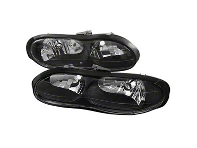 Factory Style Headlights; Matte Black Housing; Clear Lens (98-02 Camaro)
