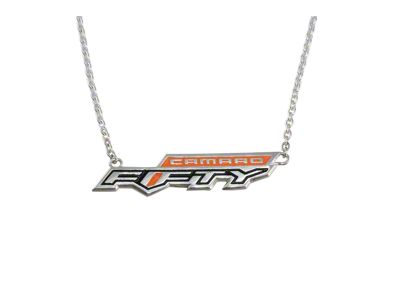Camaro Fifty Emblem Necklace; Sterling Silver