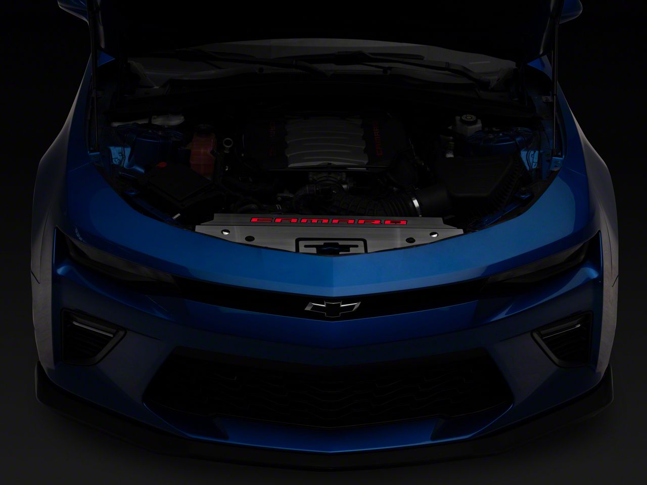 Camaro Illuminated Front Header Plate with Camaro Logo; Polished