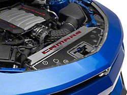 Front Header Plate with Camaro Logo; Carbon Fiber (16-24 V8 Camaro)