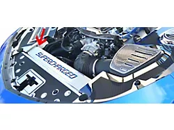 Front Header Plate with Supercharged Lettering; Carbon Fiber; Black Carbon Fiber (16-24 V6, V8 Camaro)