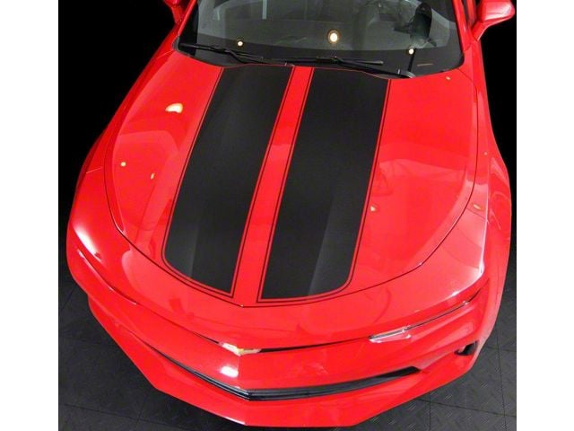 Front and Rear Rally Sport Stripes Decal; Matte Black (16-18 Camaro)