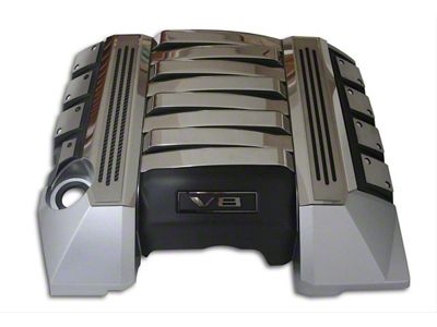 Fuel Rail Cover; Polished; Carbon Fiber; Ribbed; Black (10-15 Camaro SS)